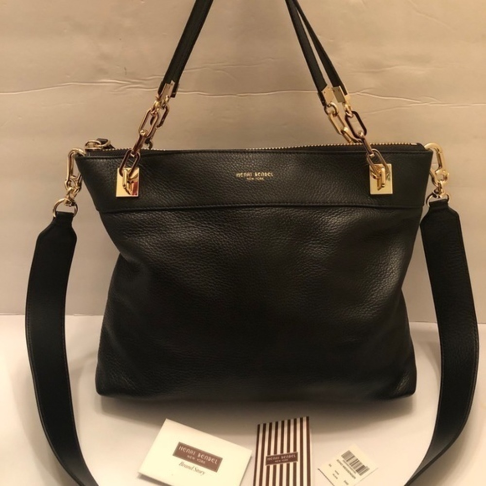 Henri bendel black leather soho messenger bag tags - Picture 12 of 16